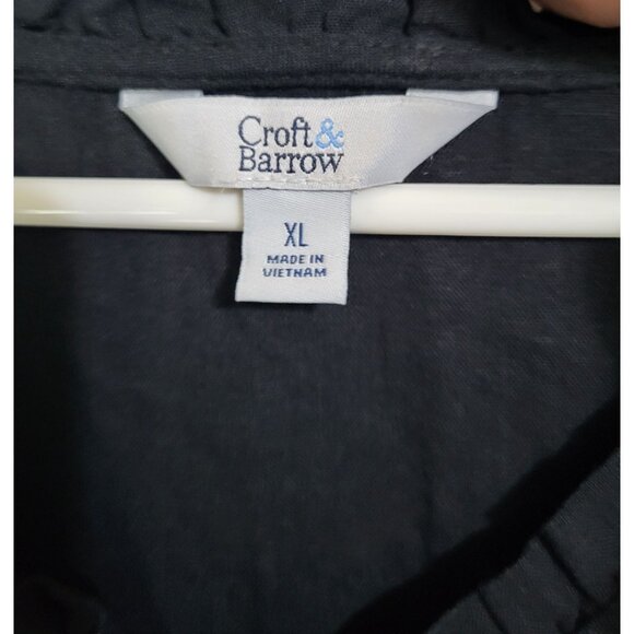 Croft & Barrow Women's XL Black Sleeveless Ruffle V Neck Dress Linen Blend - Picture 4 of 7